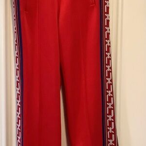 Marc Jacobs Track Pants Red Wide-Leg Pants with Patterned Side Stripes Size 4